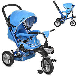 Триколісний велосипед із регульованою спинкою на надувних колесах M AL3645A-12 блакитний
