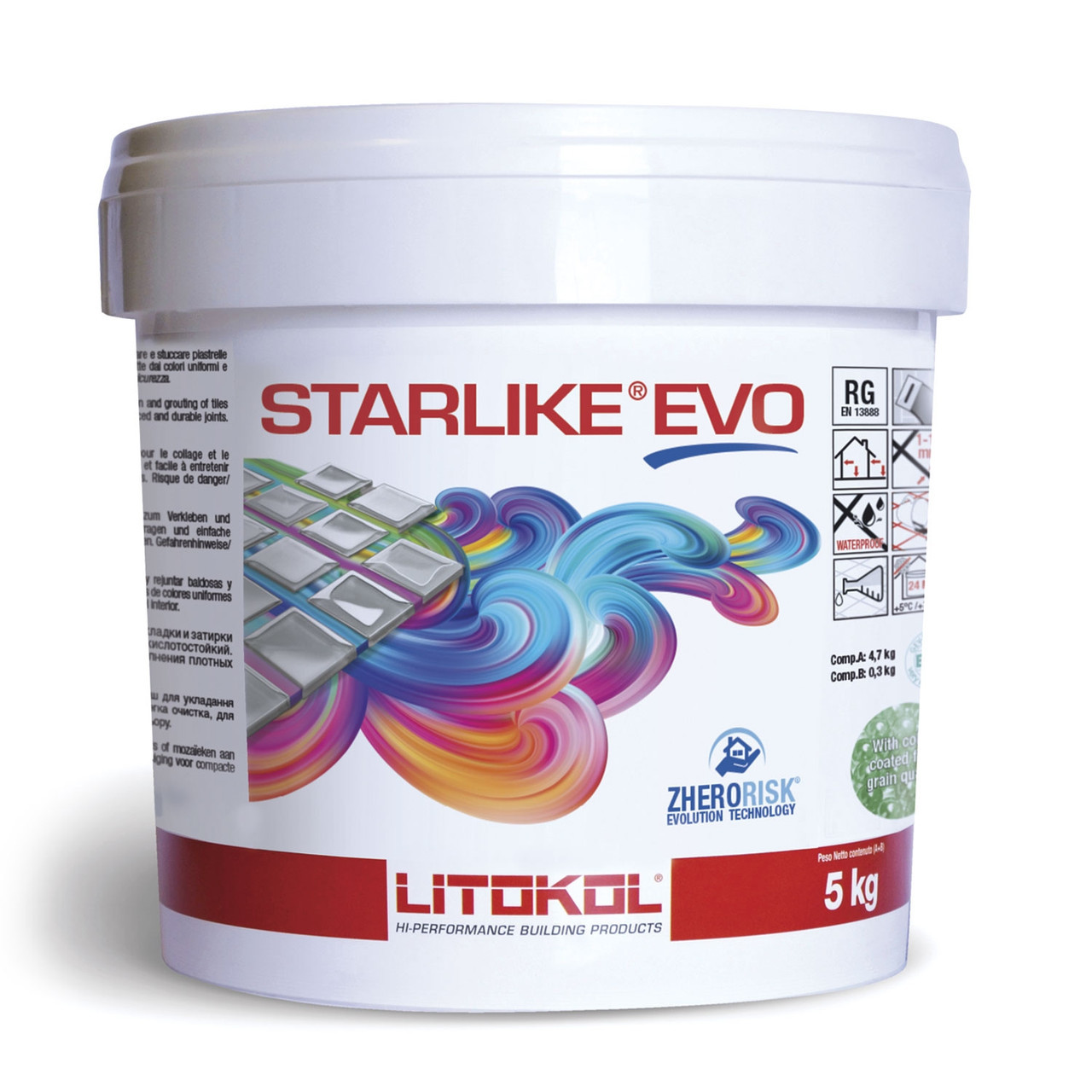 Затирка эпоксидная Litokol Starlike EVO 130, 5 кг для швов плитки, мозаики(classic cold) - фото 1 - id-p1120141256