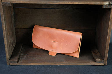 Жіночий шкіряний гаманець Батерфляй 2, натуральна Вінтажна шкіра, колір коричневый відтінок Коньяк
