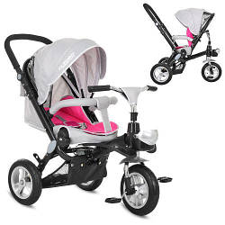 Дитячий триколісний велосипед коляска Turbo Trike M AL3645A-9 алюміній сіро-рожевий