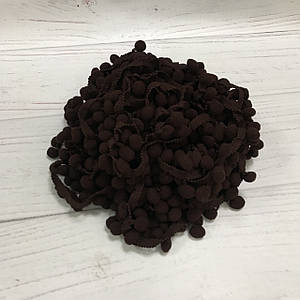 Тасьма з помпонами темно-коричнева 15 мм No34