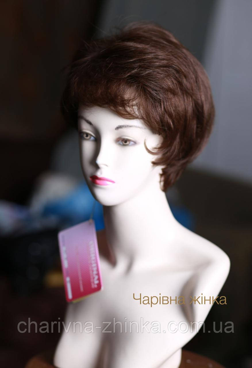 Парик женский Original короткая объемная стрижка из натуральных волос шоколад, каштан - фото 3 - id-p1086553168