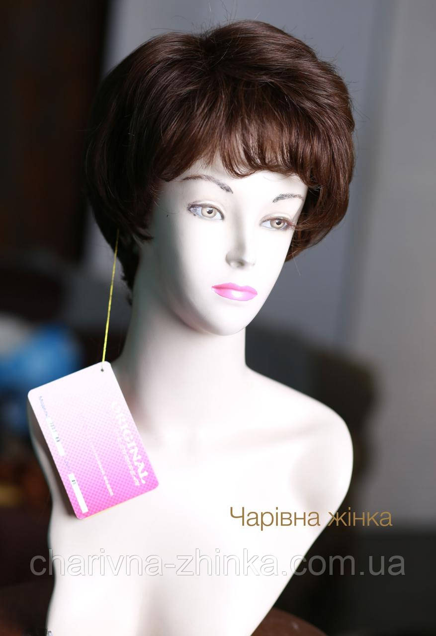 Парик женский Original короткая объемная стрижка из натуральных волос шоколад, каштан - фото 1 - id-p1086553168