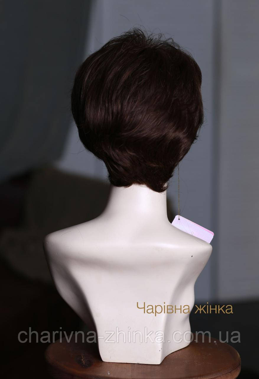 Парик женский Original короткая объемная стрижка из натуральных волос шоколад, каштан - фото 4 - id-p1086553168