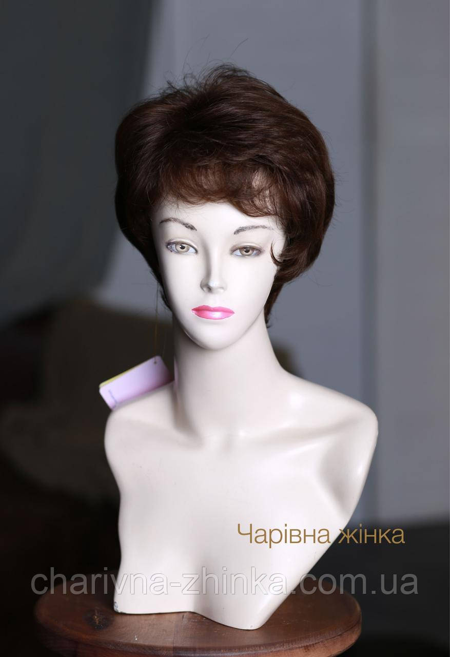 Парик женский Original короткая объемная стрижка из натуральных волос шоколад, каштан - фото 2 - id-p1086553168