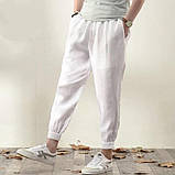 Чоловічі лляні молодіжні звужені штани, укорочені та звичайної довжини. Organic clouthe., фото 4