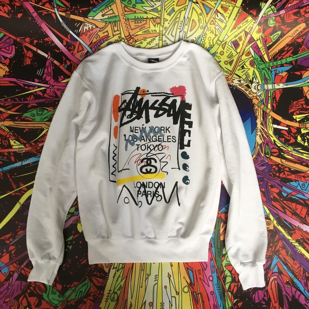 Світшот білий Stussy • стусси кофта біла