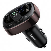 FM модулятор (трансмітер) Bluetooth і зарядний пристрій Baseus T Typed MP3 CCALL-TM01 2USB 3.4 A Brown