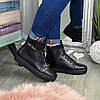 Черевики жіночі шкіряні на товстій підошві, чорний колір, фото 4