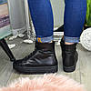 Черевики жіночі шкіряні на товстій підошві, чорний колір, фото 6