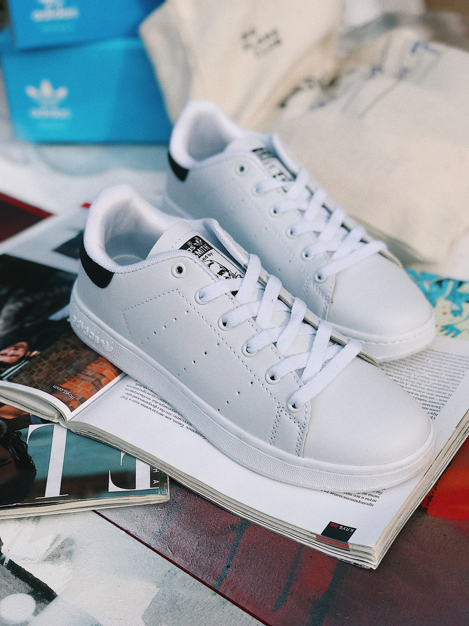 ТОР MODEL Кроссовки Белые с Черным Задником Adidas Stan Smith Black ...