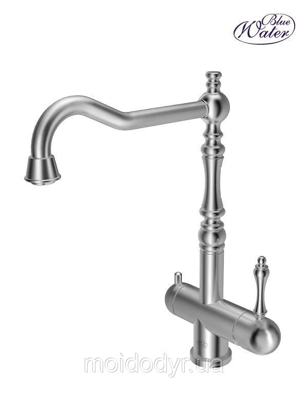 Змішувач з каналом питної води Blue Water Platina inox для кухонної мийки