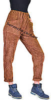 Молодежные женские брюки из рубчатого вельвета цвет рыжик