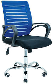 Комп'ютерне крісло Richman Флеш спинка-сітка синя на коліщатках хром