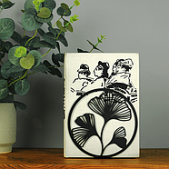 Металевий упор для книг Glozis Ginkgo Black (чорний), фото 2