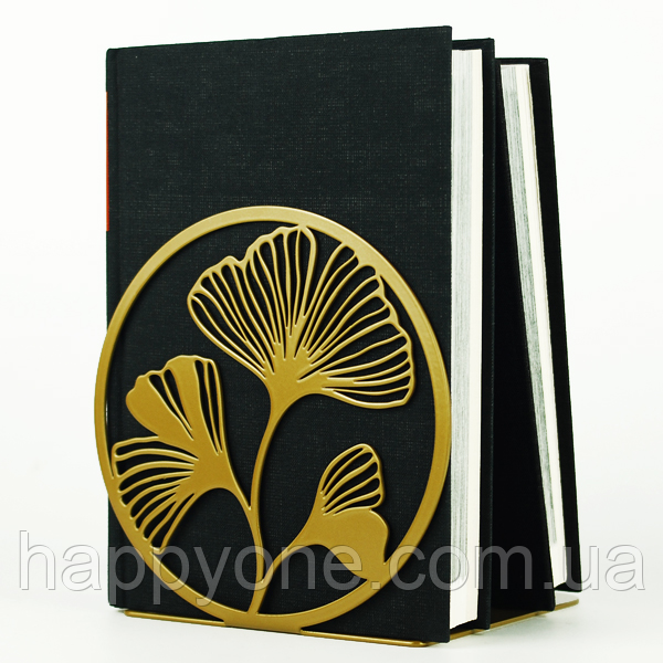Металевий упор для книг Glozis Ginkgo Bronze (бронза), фото 1