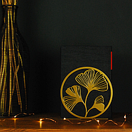 Металевий упор для книг Glozis Ginkgo Bronze (бронза), фото 4