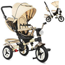 Дитячий триколісний велосипед із батьківською ручкою Turbo Trike M 3199-7HA бежевий