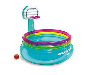 Дитячий надувний м'який батут басейн манеж з баскетболом INTEX 48265 JUMP-O-LENE розмір 196 х 180 х 152 см