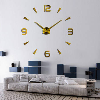 60-130 см Великі настінні годинники 3D, 3d годинник на стіну, Арабські смуги, золото