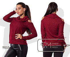 Модний стильний светр в'язання з вирізом на плечі в розмірах 42-46. Арт-2800/23