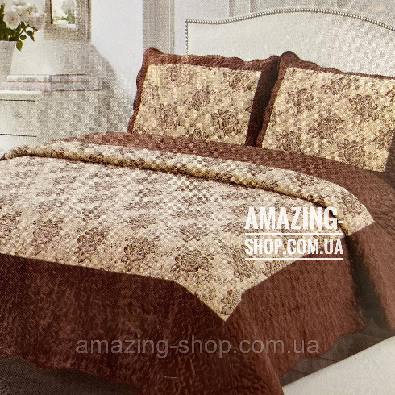 Стьобане покривало з наволочками. "EXPO TRADE" Розмір 220*240 см.