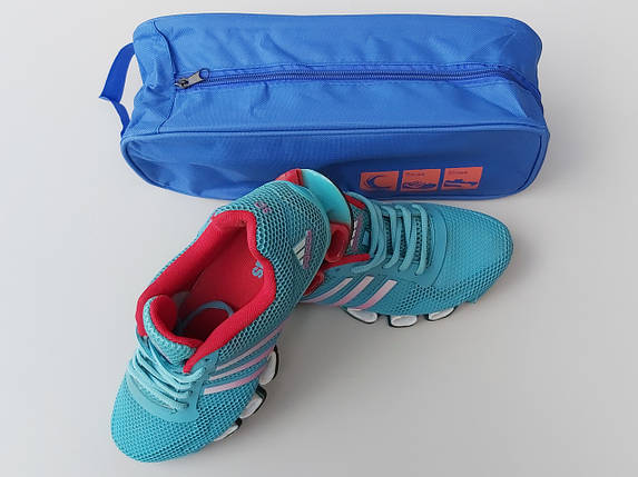 Чохол-сумка синього кольору для зберігання і упаковки взуття з прозорою вставкою, довжина 33 см, фото 2