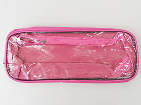 Чохол-сумка рожевого кольору для зберігання і упаковки взуття з прозорою вставкою, довжина 33 см, фото 2
