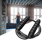 Скакалка швидкісна на підшипниках Soweil регульована чорна, фото 7