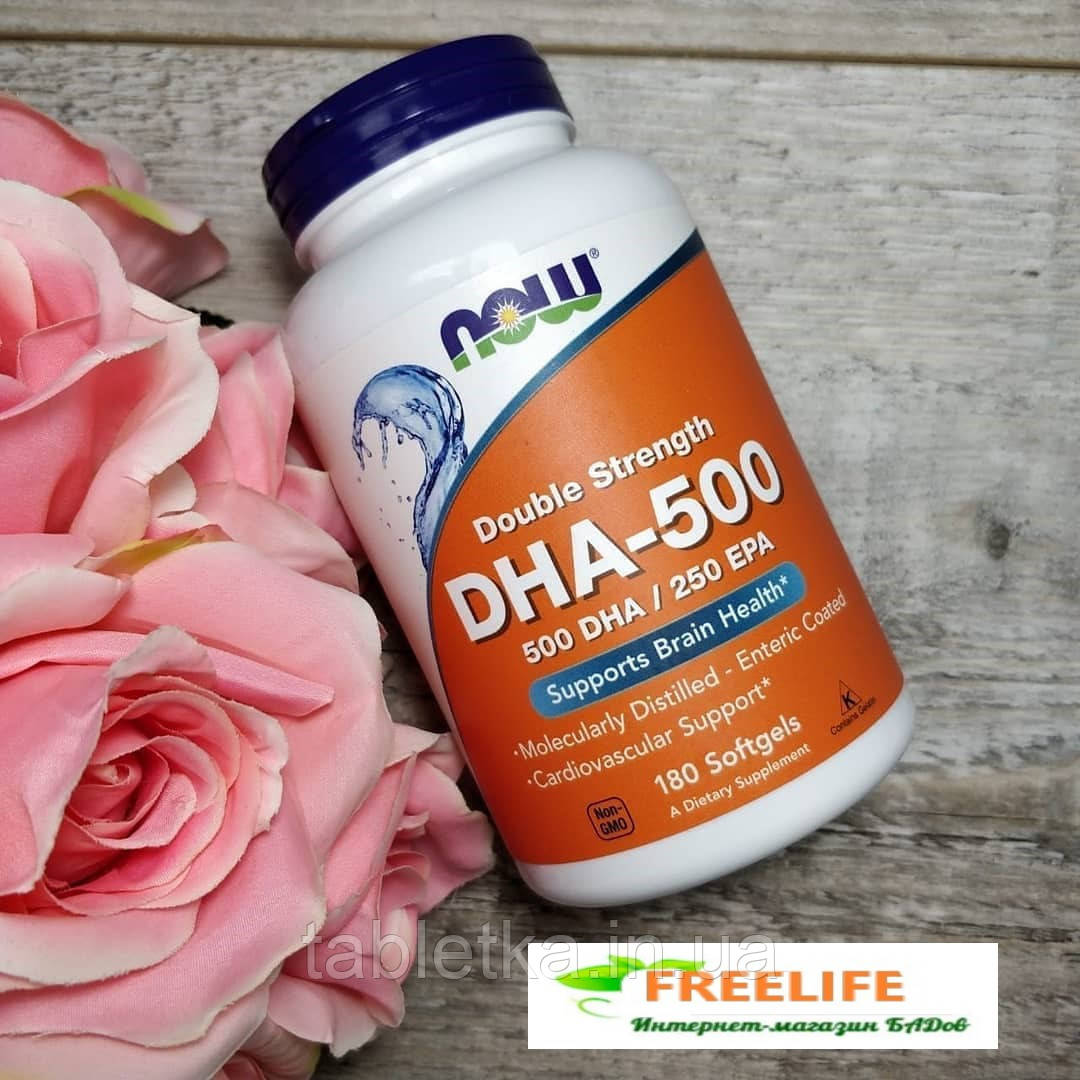 Now Foods, DHA-500/EPA-250, подвійна сила, 180 м'яких капсул Київ