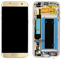 Дисплей (экран) для Samsung G935F Galaxy S7 Edge + тачскрин, золотистый, с передней панелью, OLED