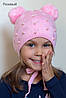 В'язана дитяча Шапка для дівчинки з бусинками та помпонами на зав'язках, фото 9