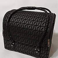 Б'юті-кейс валіза для майстра салонів краси нубук на змійці фенді чорний