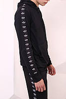 Худі чорне з чорно-білими лампасами Adidas