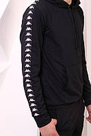 Худі чорне з чорно-білими лампасами Kappa