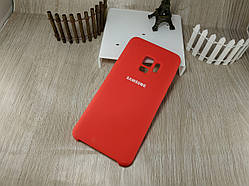 Оригінальний чохол "Silicon case" для Samsung Galaxy S9 SM-G960 Soft Touch — червоний із логотипом