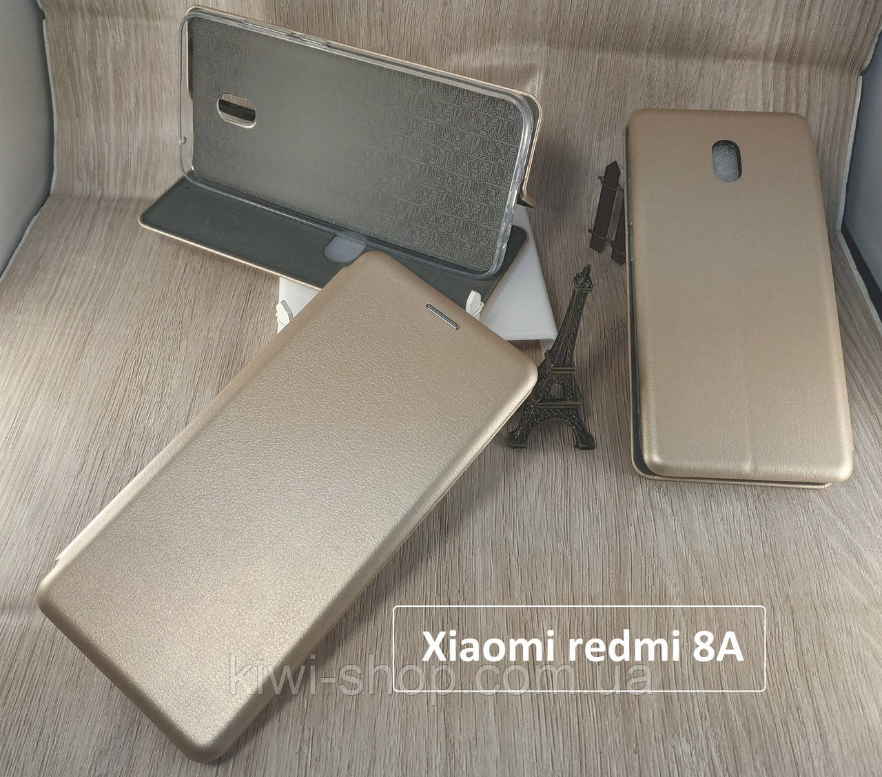 Магнітна чохол-книжка для Xiaomi redmi 8A з візитницею — золотистий