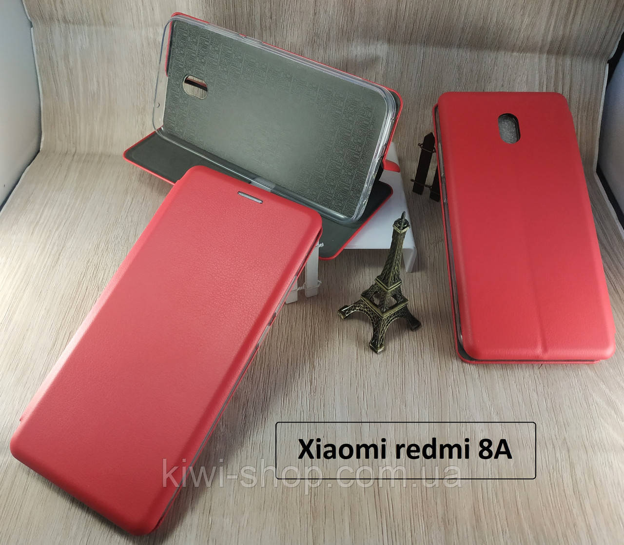Магнітна чохол-книжка для Xiaomi redmi 8A з візитницею — червоний