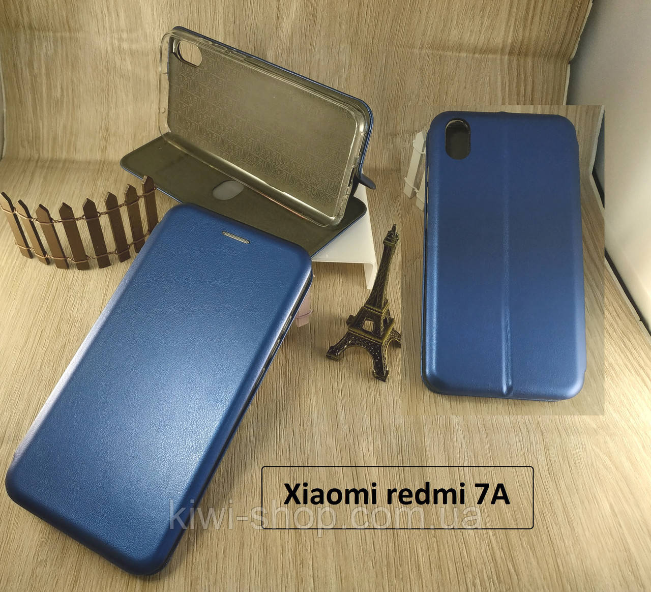 Магнітна чохол-книжка для Xiaomi redmi 7A з візитницею — синя