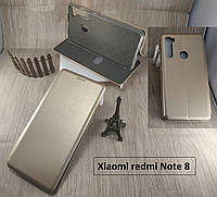 Золотистая магнитная чехол-книжка для Xiaomi redmi Note 8 с визитницей
