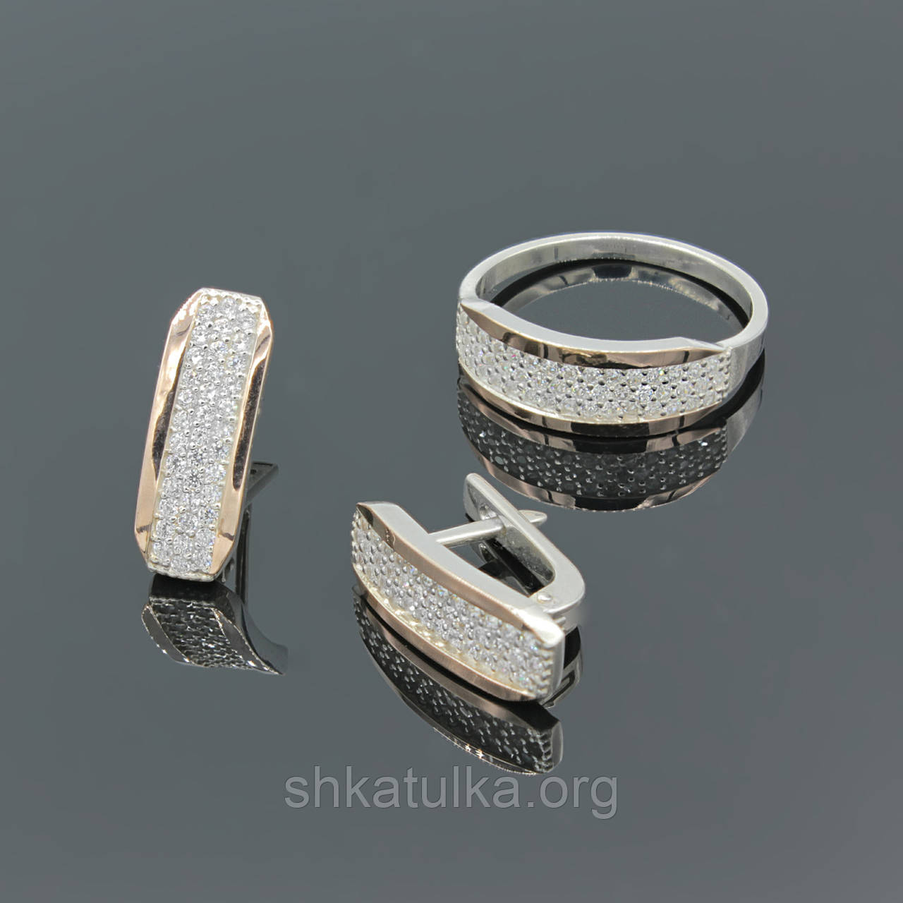 Срібний гарнітур "Шина" з золотом