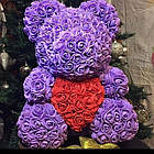 Мишко з серцем 3D троянд Teddy Rose 40 см Фіолетовий, фото 3