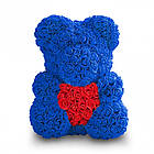 Мишко з серцем 3D троянд Teddy Rose 40 см Синій + подарункова упаковка, фото 2