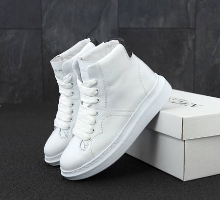Жіночі кросівки Alexander McQueen HI White білі. ТОП Репліка ААА класу., фото 2