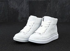 Жіночі кросівки Alexander McQueen HI White білі. ТОП Репліка ААА класу., фото 3