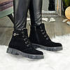 Черевики жіночі на товстій підошві, натуральна замша, фото 4