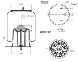 Пневмоподушках SAF 3229003900 з високим склянкою (H=220mm) AIRTECH 32626KPP