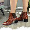 Чоботи жіночі шкіряні на підборах, з тисненням під крокодила", фото 2