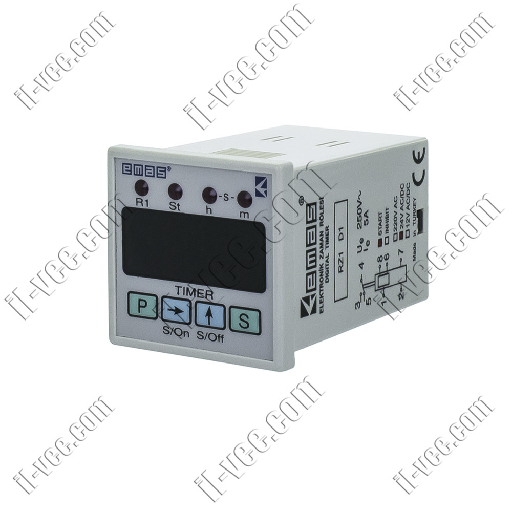 Цифровий багатофункціональний реле часу EMAS RZ1D1S-2, 24V AC/DC, 2A/250VAC