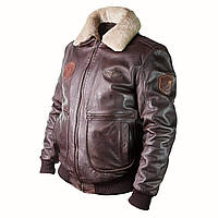 Чоловіча льотна куртка пілот PHANTOM шкіряна темно-коричнева